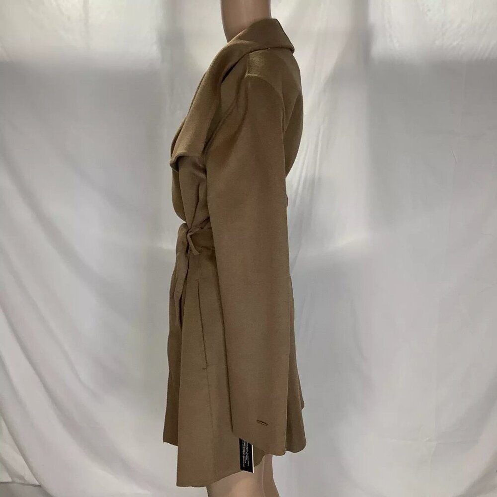 NEW TAHARI Women's Coat Ella Belted Wool Blend Size M Camel - Picture 7 of 7
